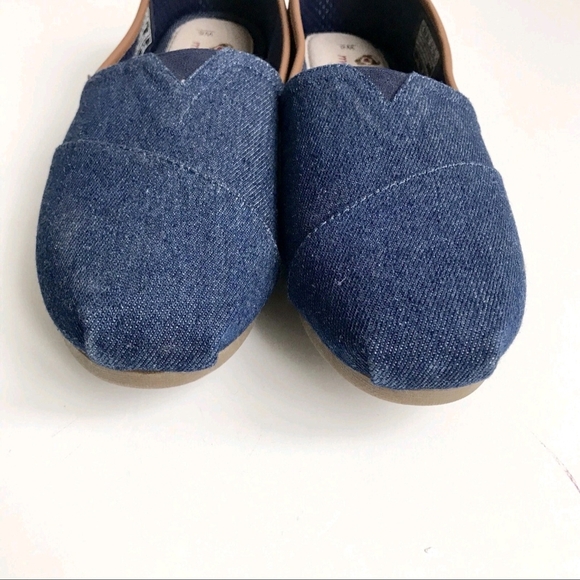 Sketchers BOBS Chambray Blue Canvas Flat Shoes Memory Foam Leather Insole 6 - Picture 5 of 9